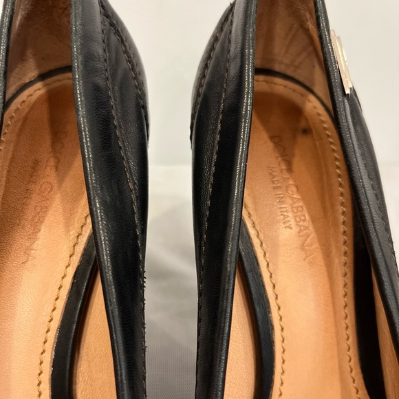 Authentic Vintage Dolce & Gabbana Black Leather Loafer Block Heels - Picture 4 of 12